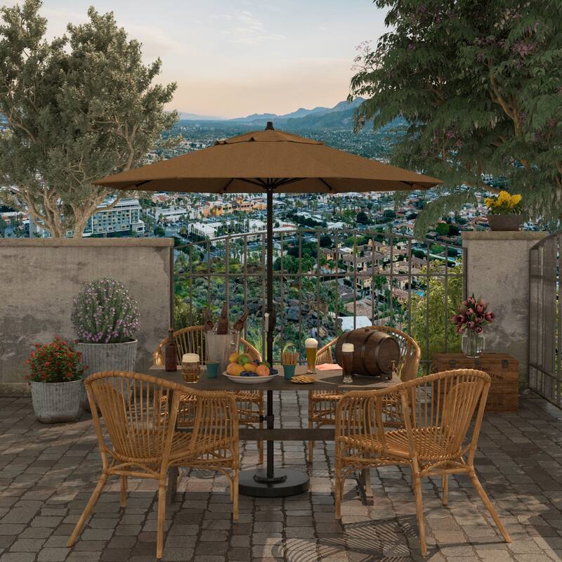North Bend 7.5 Crank Lift Auto Tilt Patio Umbrella with Outdoor Rated Olefin Fabric by Havenside Home