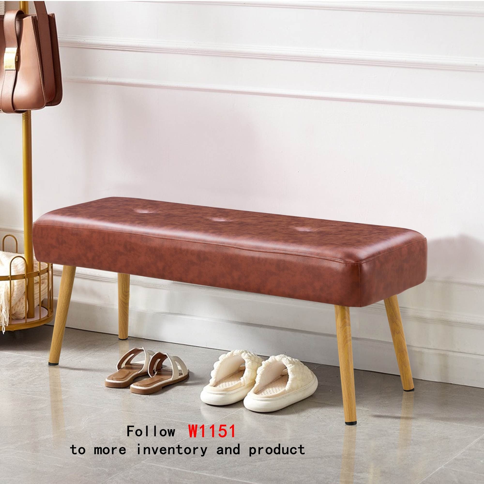 Upholstered bench with metal legs deals
