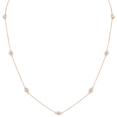 Marquee 1 1/2 Carat TW Bezel Set Diamond Station Necklace in 14K Rose Gold