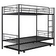 preview thumbnail 9 of 17, Black Twin over Twin Metal Bunk Bed with Trundle, Dividable into Two Beds