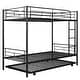 preview thumbnail 9 of 17, Black Twin over Twin Size Metal Bunk Bed With Trundle, Can be Divided into Two Beds