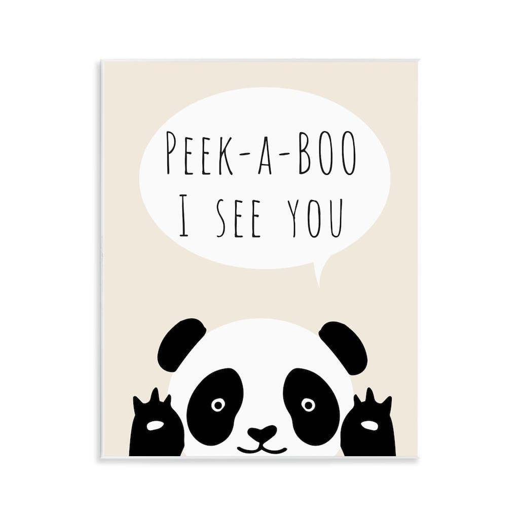 Stupell Peek-a-Boo Panda Bear Wall Plaque Art Design By Chen Alyesh