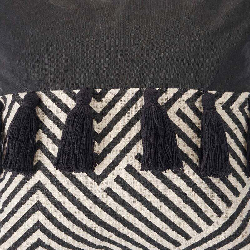 Handwoven Chevron Cotton Throw Pillow Cover - 20" - Black and White