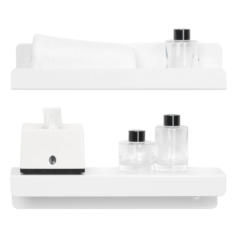 Acrylic Floating Shelves for Wall, Acrylic Shelves for Bathroom Bedroom Living Room and Kitchen Room Wall Display Shelf White