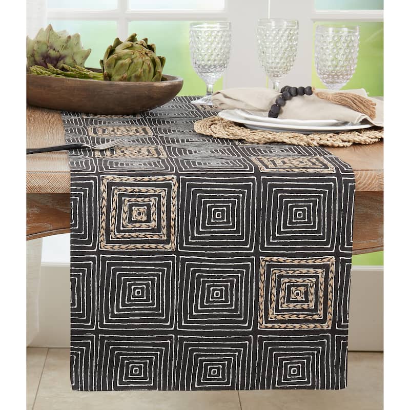 Embroidered Maze Design Table Runner - 16"x72"