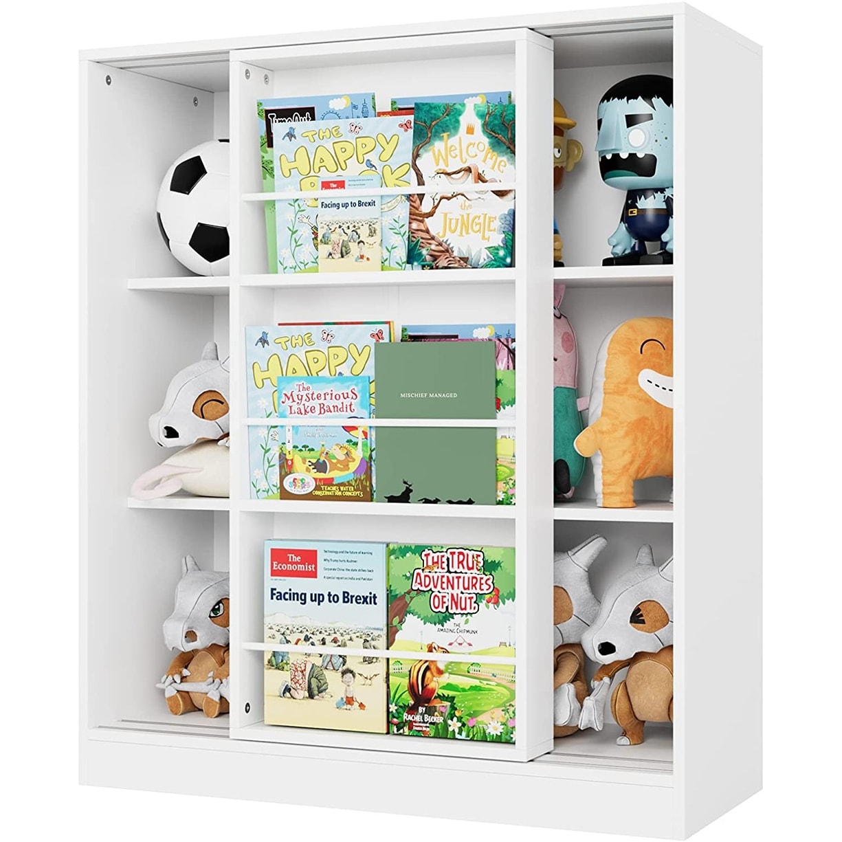 Homfa Kid's Cubby Toy Storage Cabinet, Wood Toy Organizer of 5 Bins,  Children's White Bookcase, Toy Chest for Bedroom Living Room