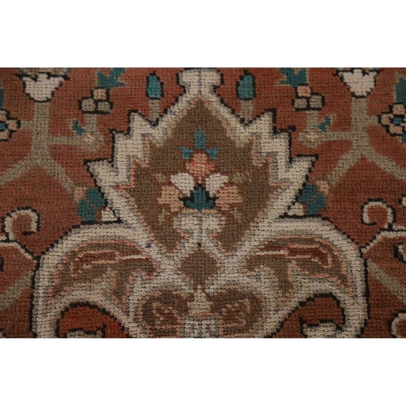 Hand Knotted Oriental 100% Wool Carpet Traditional Floral Red Heriz Area Rug - 9' 3'' X 6' 4''