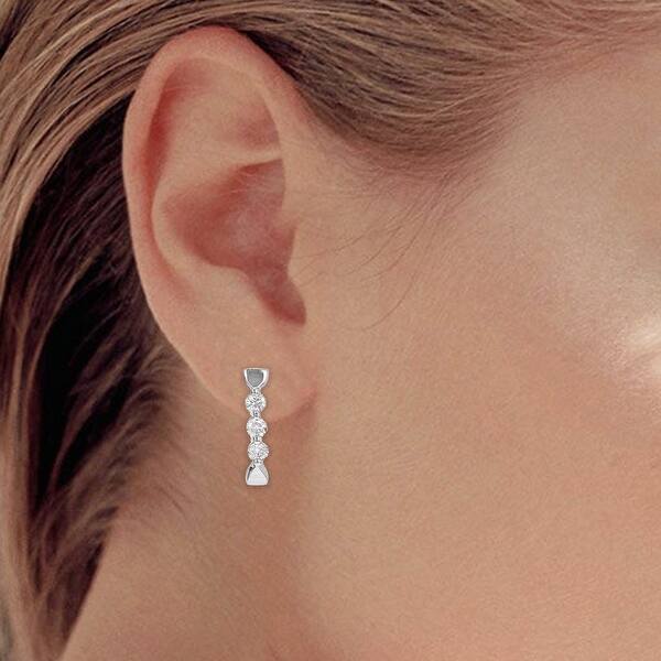0.50 Carat Diamond Three-Stone Stud Earrings 14k White Gold GP Birthday Special 