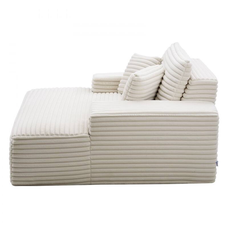 Faux Fur Chaise Lounge with Ergonomic Design, Pocket Springs and Pillows