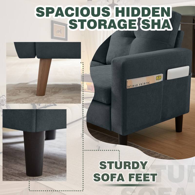 3 Pieces Living Room Set with Storage Ottoman