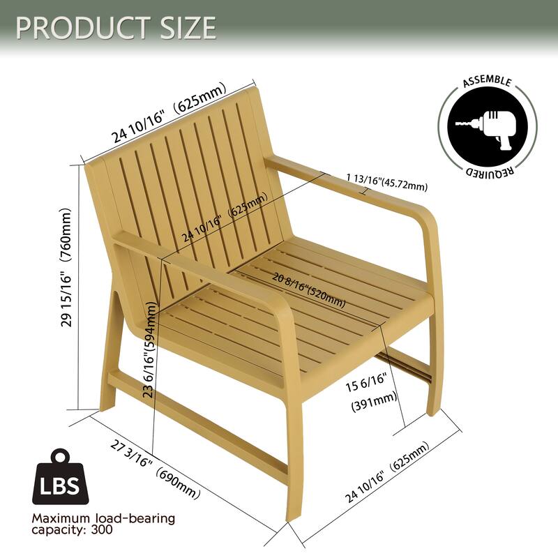 BNK Five-Piece Indoor/Outdoor PP Furniture Set, 3-Seater Sofa, 2 Chairs & 2 Coffee Tables, Easy Assembly Patio Conversation Set