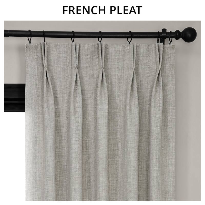 Exclusive Fabrics French Pleated Textured Faux Linen Room Darkening Curtains for Bedroom & Living Room Curtains (1 Panel)