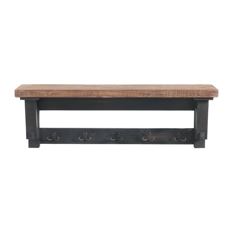 Adam 42"L Solid Wood Hook with Shelf and Bench Set