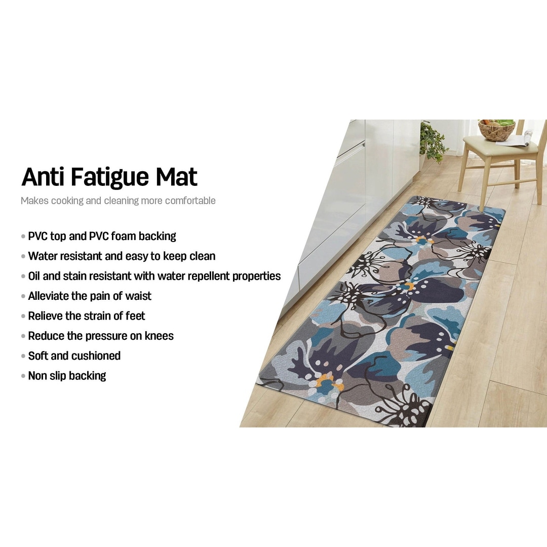 World Rug Gallery Modern Large Floral Anti Fatigue Standing Mat