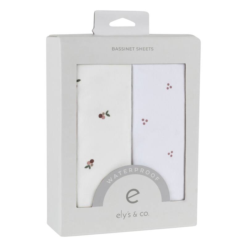 Ely's & Co. Baby Fitted Waterproof Bassinet Sheet Set - 2 Pack - 32" x 16" - Lavender Cluster Dot & Berry