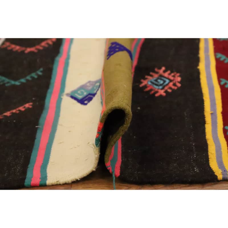 Hand Woven Oriental 100% Wool Carpet Southwestern Tribal Multi-Colored Kilim Area Rug - 9' 8'' X 5' 5''