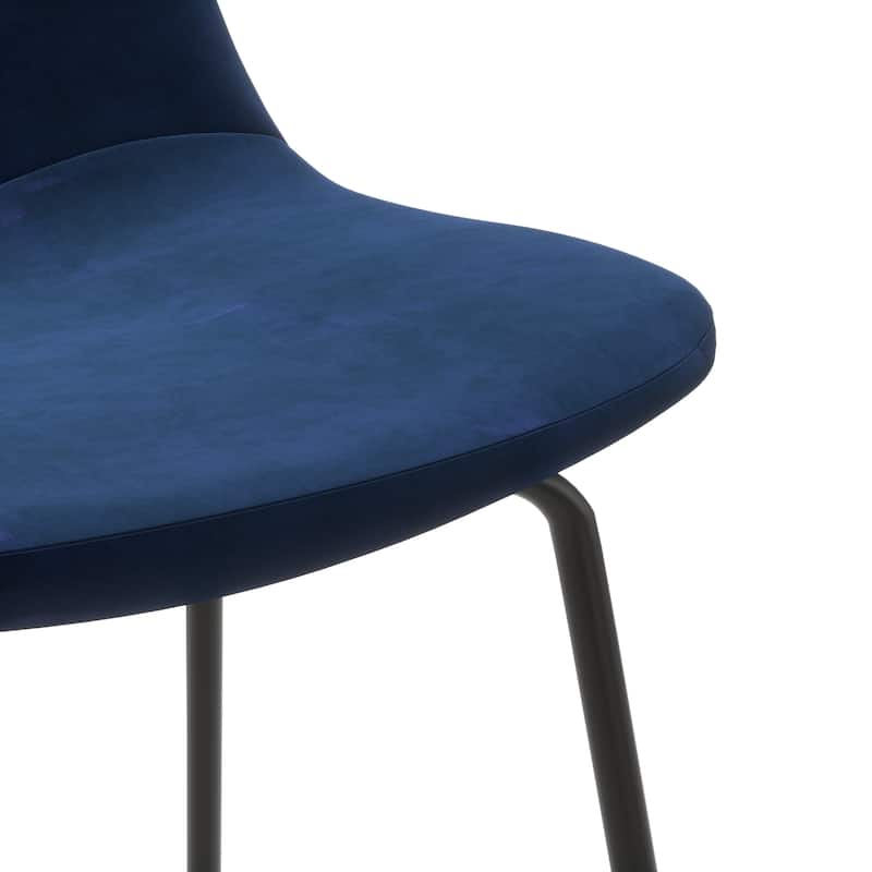 Maxine Velvet Counter Height Stools Black Legs (Set of 2)
