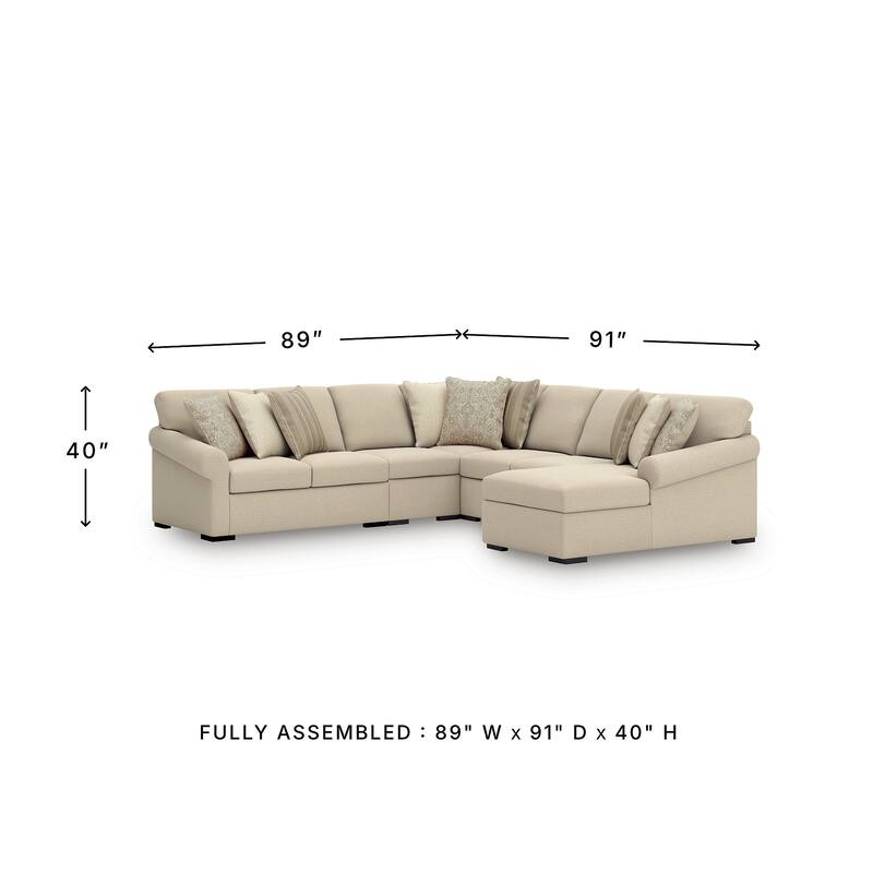 Signature Design by Ashley LadyMae Beige 5-Piece Sectional with Chaise