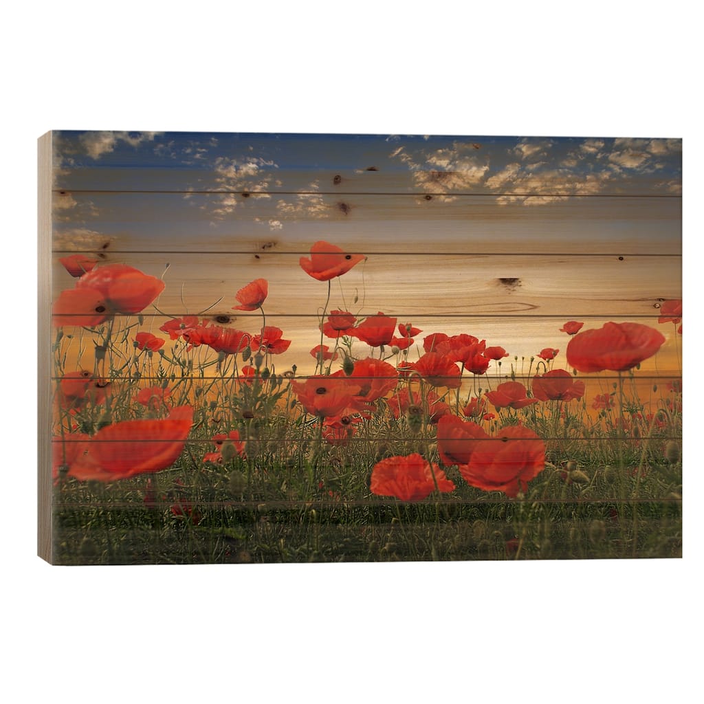 Poppies Print On Wood by Albena Markova - Multi-Color