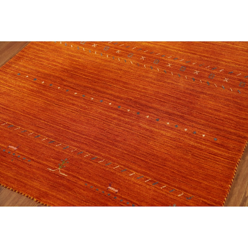 Hand Knotted Oriental 100% Wool Carpet Tribal Tribal Oranges & Rust Gabbeh Area Rug - 5' 10'' X 4' 0''