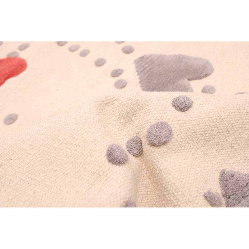 ECARPETGALLERY Flat-Weave Nevada Cream Wool Kilim - 4'0 x 5'9