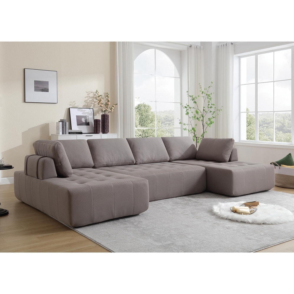 138.5" 6-seat Modular Sectional Sofa Set with Back Cushion