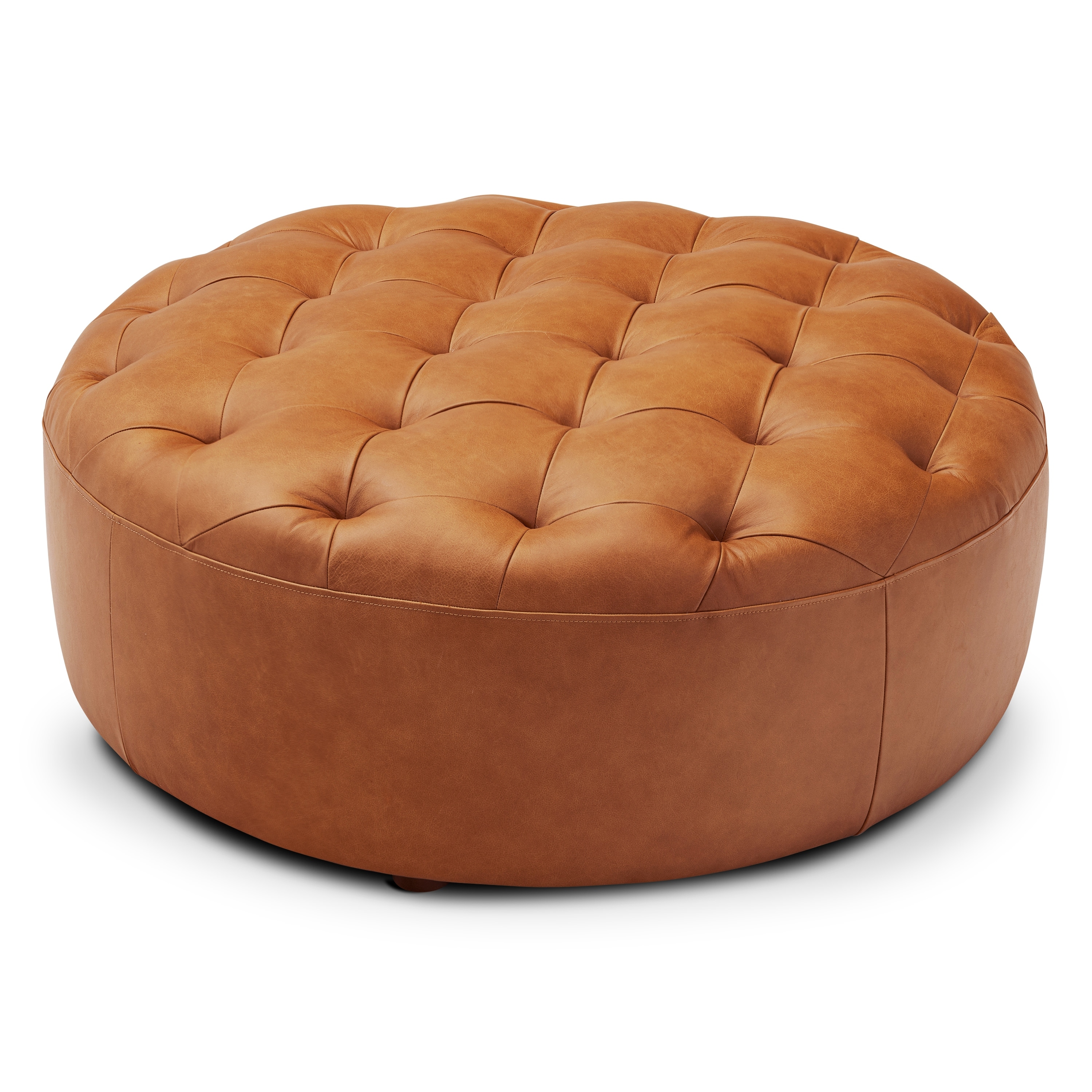 Poly and clearance bark leather ottoman