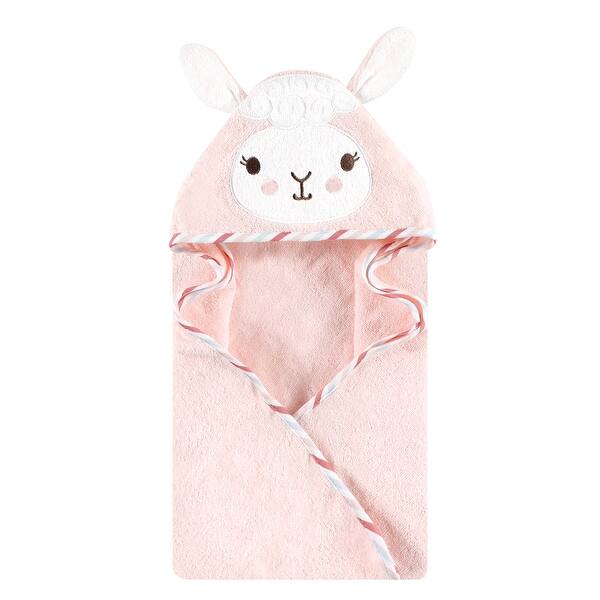 slide 1 of 1, Hudson Baby Infant Girl Cotton Animal Face Hooded Towel, Pink Llama, One Size - Pink Llama - One Size One Size - Pink Llama