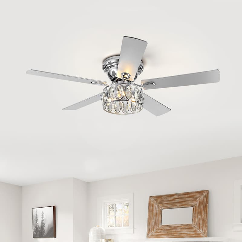 52-inch Indoor Chrome Modern Ceiling Fan with Remote