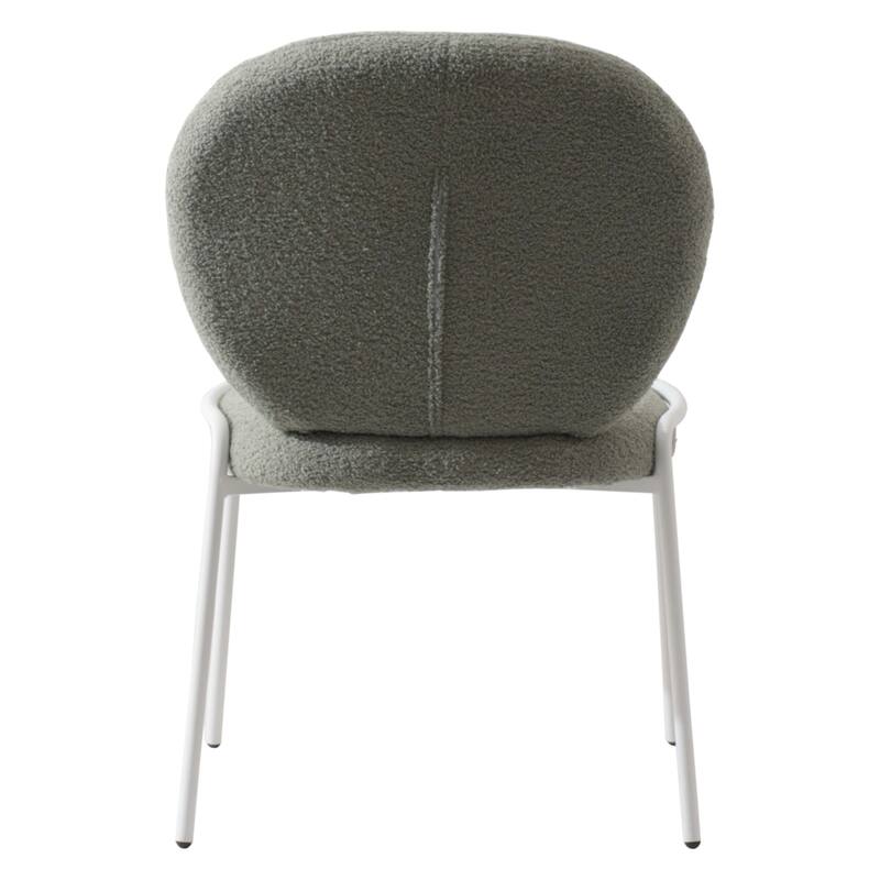Celestial Boucle Dining Side Chair in White Iron Frame