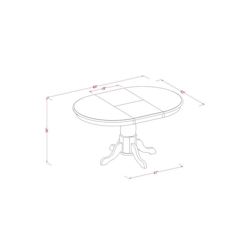 7 Piece Kitchen Table Set - Oval Dining Table with Butterfly Leaf & 6 Chairs - Saddle Brown