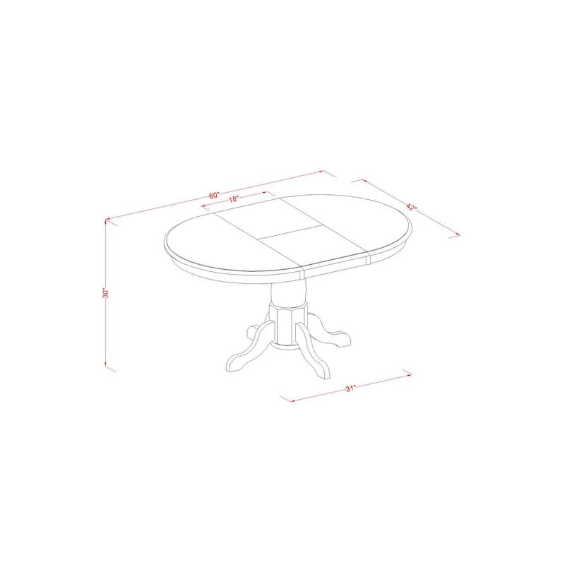 Modern 5 Piece Dining Set - Oval Table with Leaf & 4 Dining Chairs - Saddle Brown
