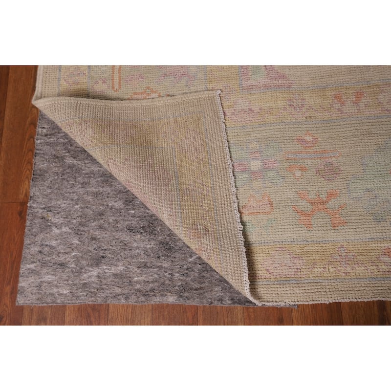 Vegetable Dye Oushak Area Rug Handmade Beige Turkish Wool Carpet - 8'2" x 9'11"