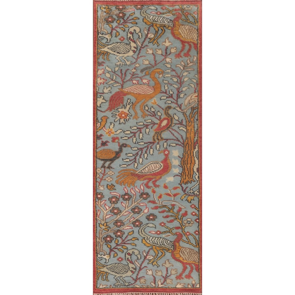 Animal Pictorial Ziegler Runner Rug Hand-Knotted Wool Carpet - 2'7"x 8'0"