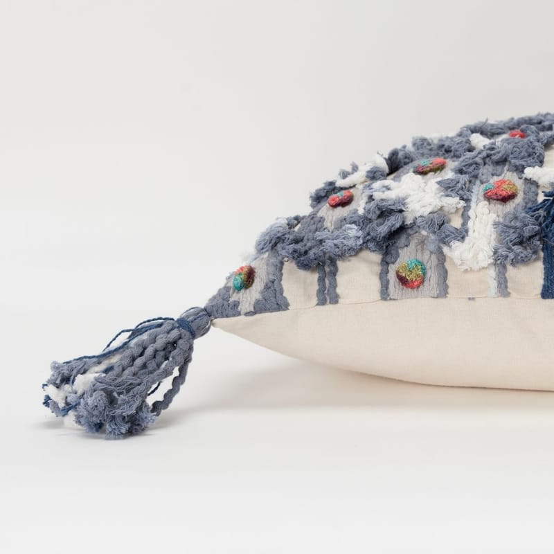 The Curated Nomad Pitai Blue Abstract Lumbar Pillow