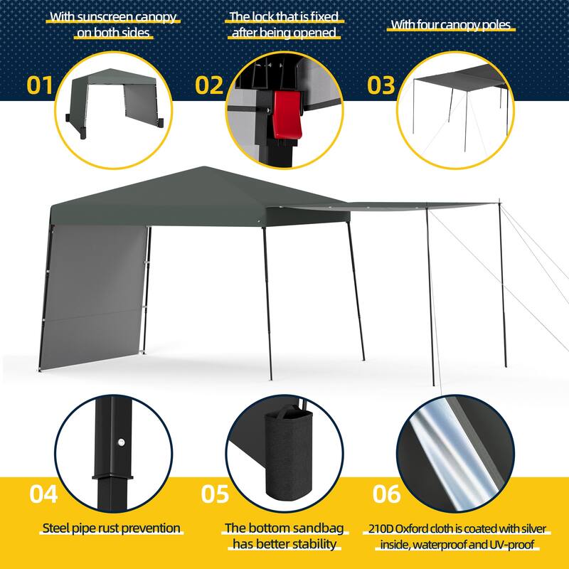 10x10 FT Pop-Up Canopy with 2 Sidewalls - Heavy-Duty Waterproof, UV-Resistant Tent for Outdoor Events, Markets & Gatherings