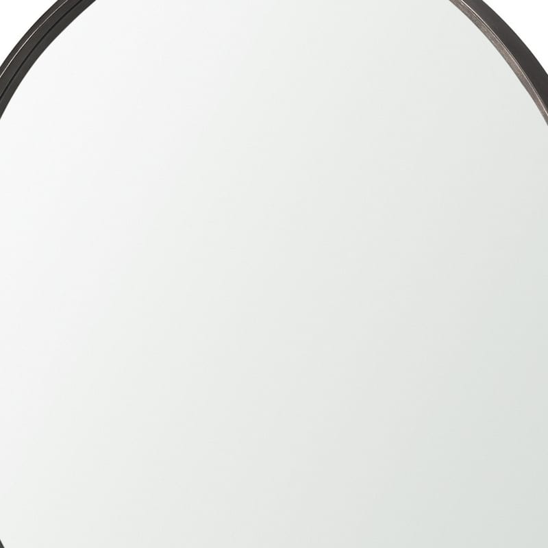 HomeRoots 38" Gunmetal Metal Round And Rectangle Framed Accent Mirror - 36.00 in. x 37.50 in. x 1.75 in.