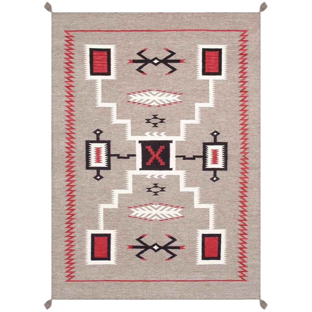 Pasargad Home Tuscany Reversible Wool Mocha Area Rug - 5' 1'' X 7' 0''