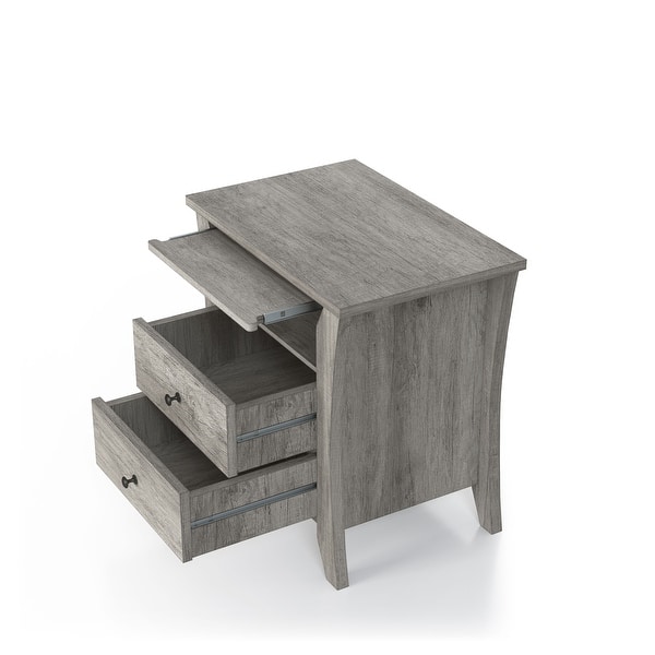 DH BASIC Transitional Vintage Gray Oak Nightstand with PullOut Tray by