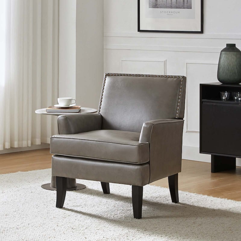 Nileus Contemporary and Classic Polyester Accent Chair with Solid Wooden Legs by HULALA HOME