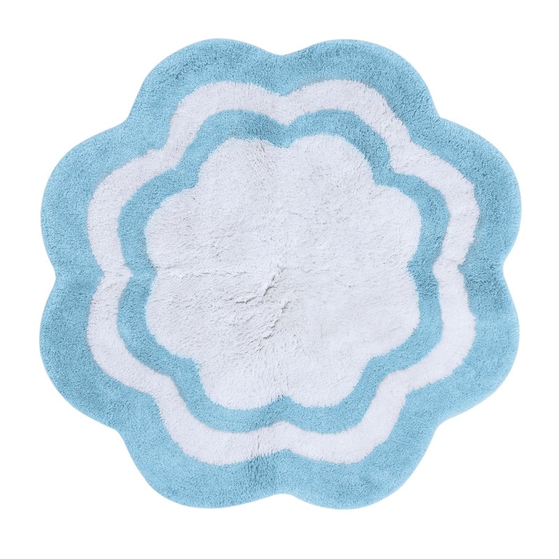 Sherry Kline 32" Scalloped Edge Round Bathmat Two Tone Color