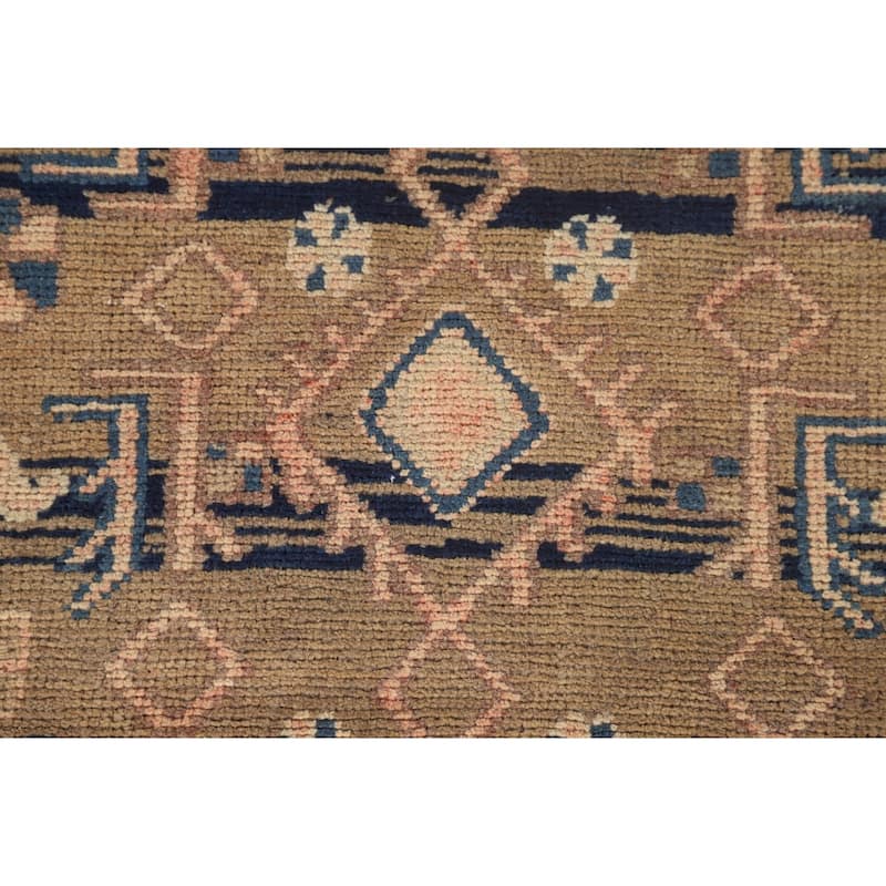 Geometric Hamedan Vintage Persian Rug Handmade Wool Carpet - 3'10"x 5'1"