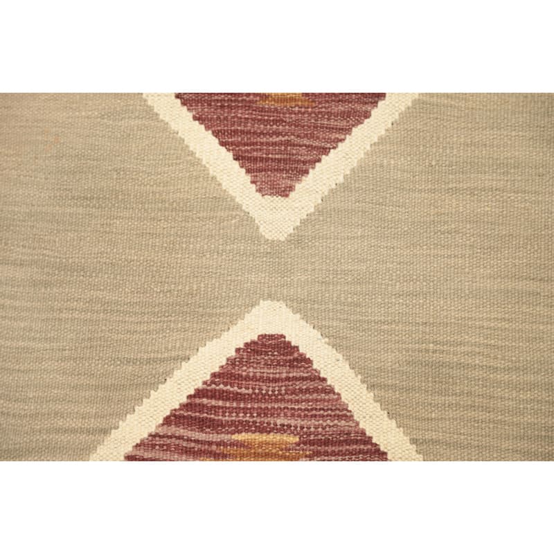Hand Woven Oriental 100% Wool Carpet Southwestern Tribal Beige & Ivories Kilim Runner Rug - 5' 9'' X 2' 0''