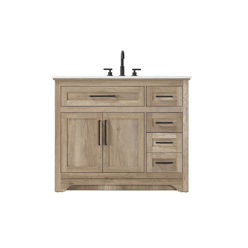 Nathaniel Single Bathroom Vanity (32-42 inch) - Natural oak - 42"
