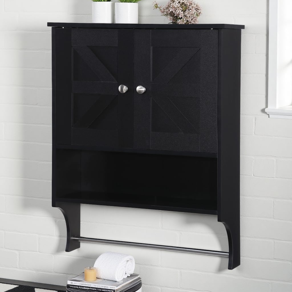 28"H Over The Toilet Storage Cabinet, Farmhouse Medicine Cabinet with 2 Doors and Adjustable Shelves, Bathroom, Living Room