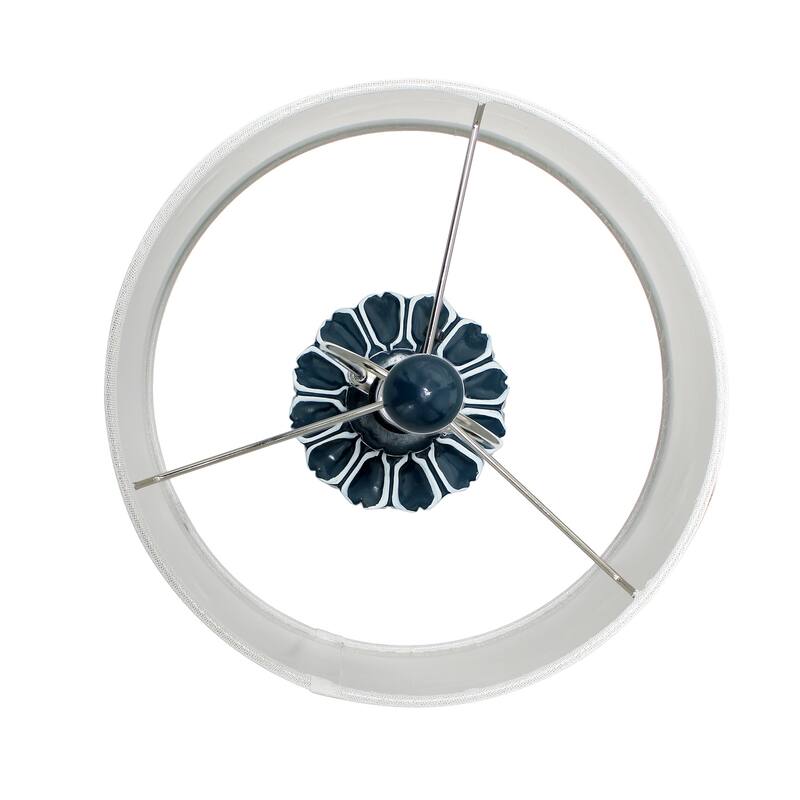 22 in. Blue Finish Table Lamp with White Shade, Sturdy Table Lamp for Living Rooms and Bedrooms
