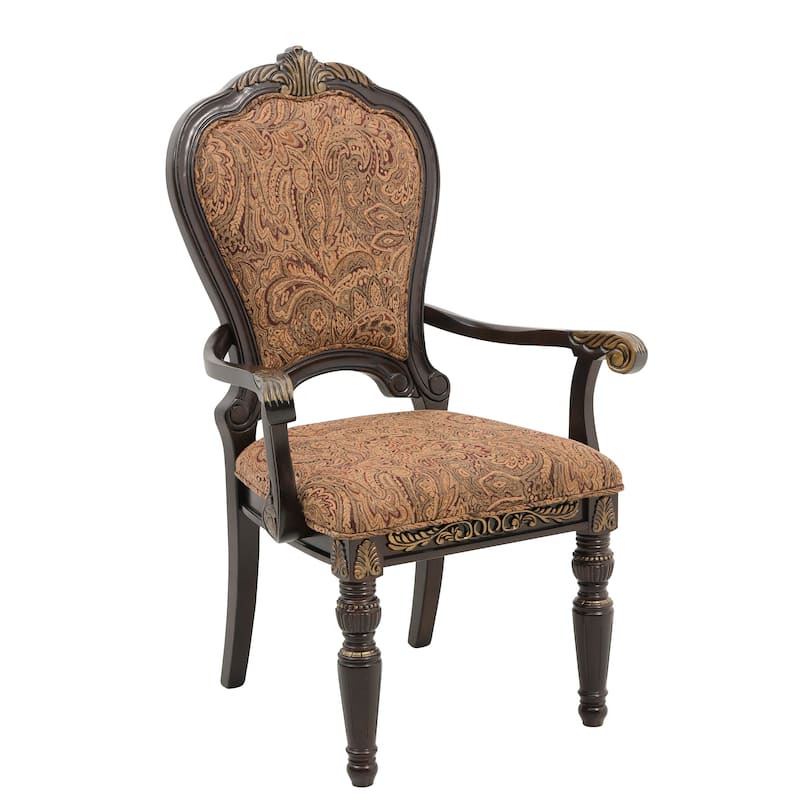 Formal Traditional Dining Set Extendable Table Chairs Cherry Finish with Gold Tipping