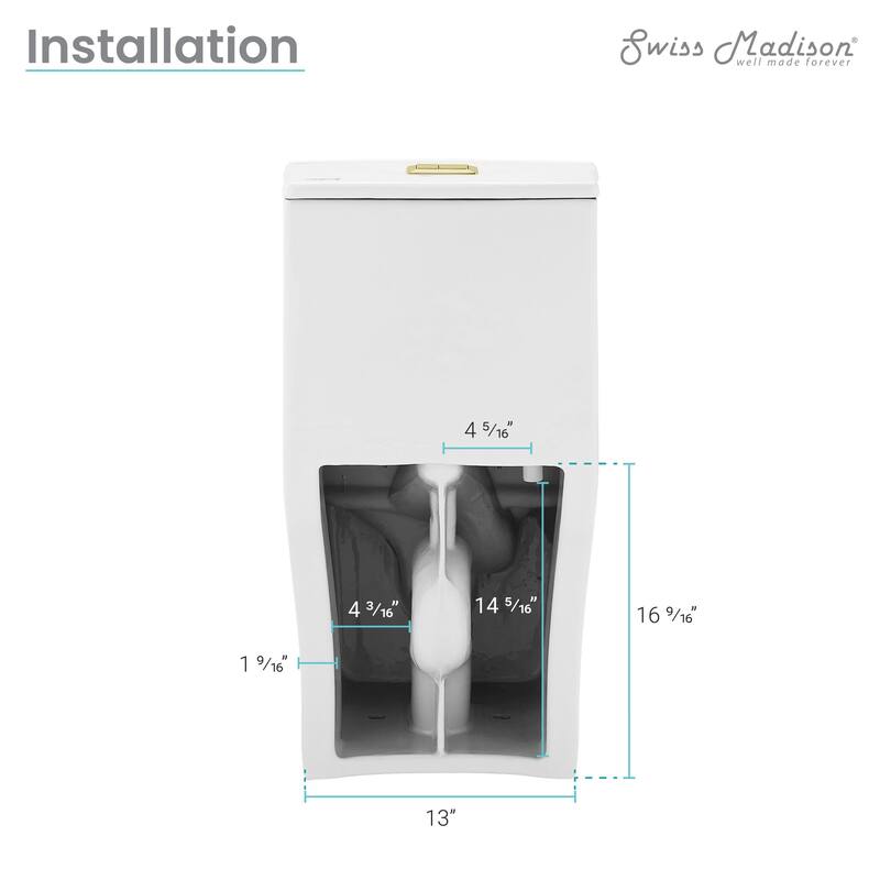 Concorde One Piece Square Toilet Dual Flush, Black Hardware 1.1/1.6 gpf