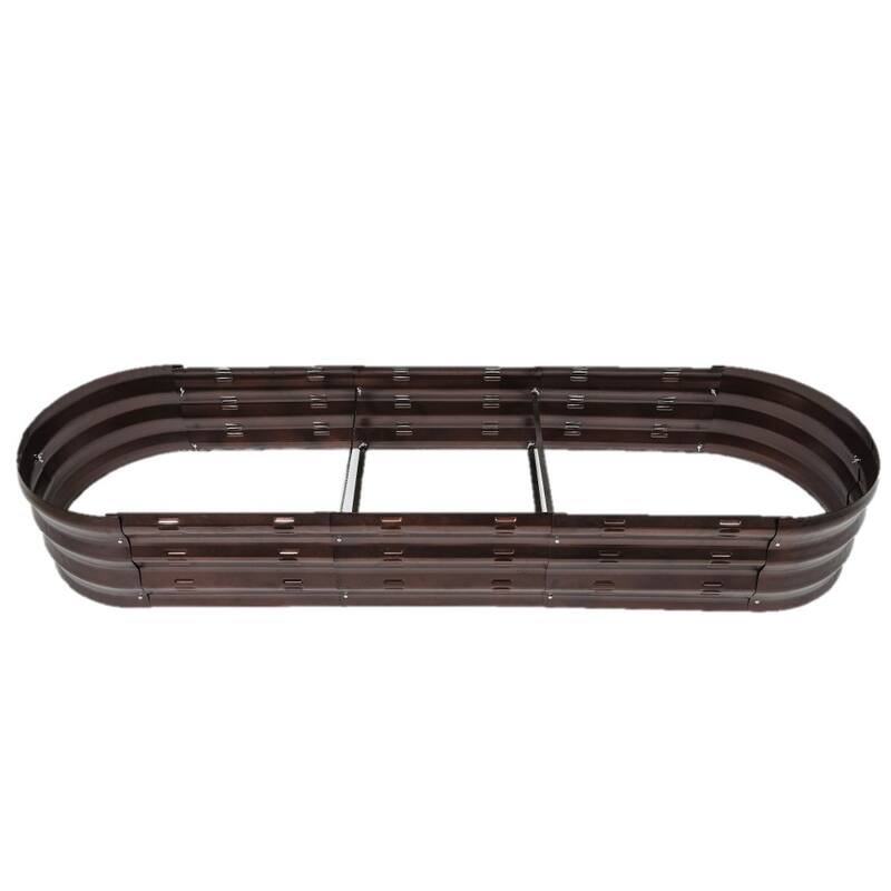 Brown Metal 5.5-Ft Oval Raised Garden Bed Planter - 5.5ft W x 1.625ft D x 0.8ft H