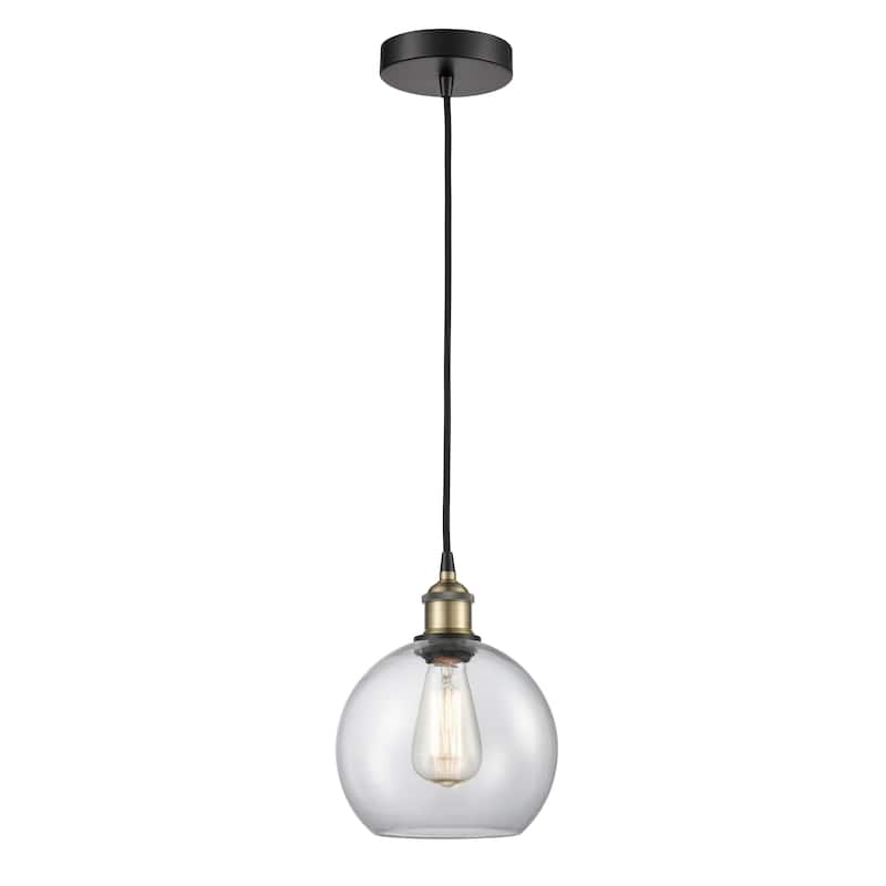 Innovations Lighting Athens - 1 Light 8" Cord Hung Mini Pendant - Clear/Black Antique Brass